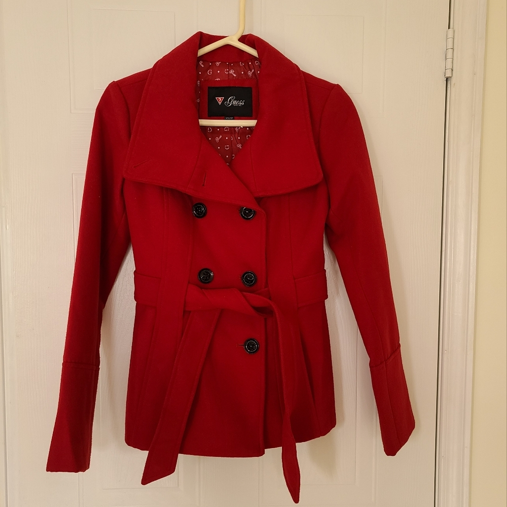 Guess Wool-Blend Coat, XSmall, Red.